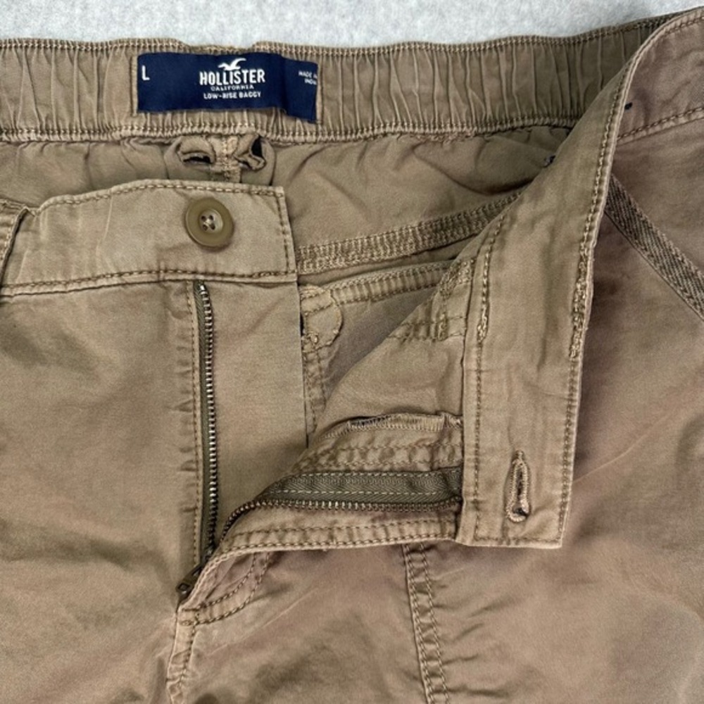 Hollister Cargo Pants Women Size L Brown Low Rise Baggy Streetwear Skater Y2K - Picture 4 of 13